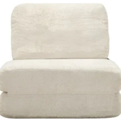 Poltrona Letto Bouclé Compressa Bianco Moderna per Salotto Camera