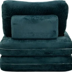Poltrona Letto Bouclé Compressa Petrolio Moderna per Salotto Camera