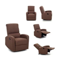 Poltrona Letto Relax Salotto Reclinabile Fiorella Marrone Tessuto Leva Manuale