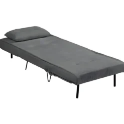 Poltrona Letto senza Braccioli colore Grigio con piedini in Metallo