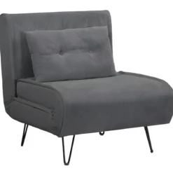 Poltrona Letto senza Braccioli colore Grigio con piedini in Metallo