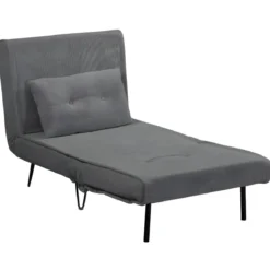 Poltrona Letto senza Braccioli colore Grigio con piedini in Metallo