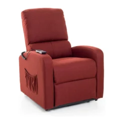 Poltrona per Anziani Alzapersona in Tessuto Rosso Elettrica Reclinabile Relax