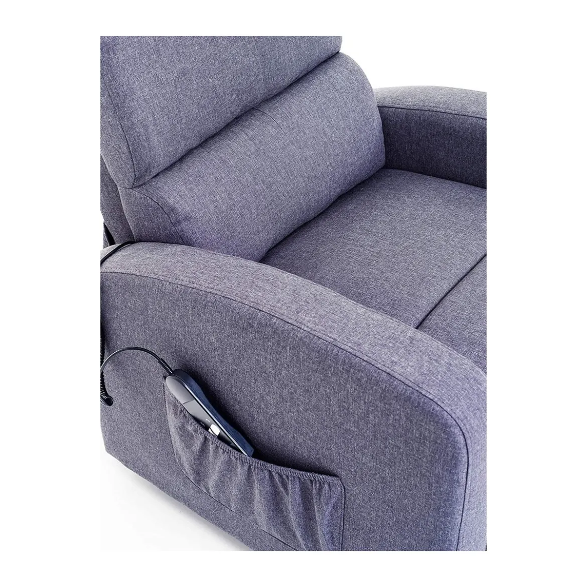 Poltrona per Anziani Elettrica Alzapersona Reclinabile Relax Sofa in Tessuto Blu