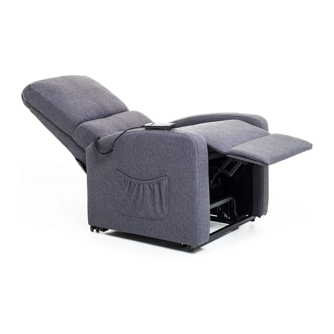 Poltrona per Anziani Elettrica Alzapersona Reclinabile Relax Sofa in Tessuto Blu