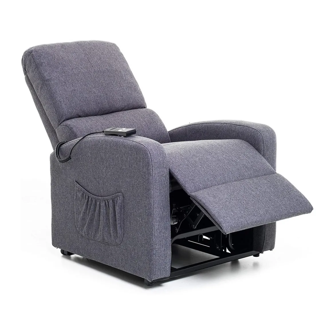 Poltrona per Anziani Elettrica Alzapersona Reclinabile Relax Sofa in Tessuto Blu