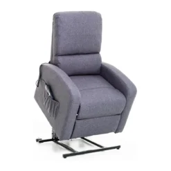 Poltrona per Anziani Elettrica Alzapersona Reclinabile Relax Sofa in Tessuto Blu