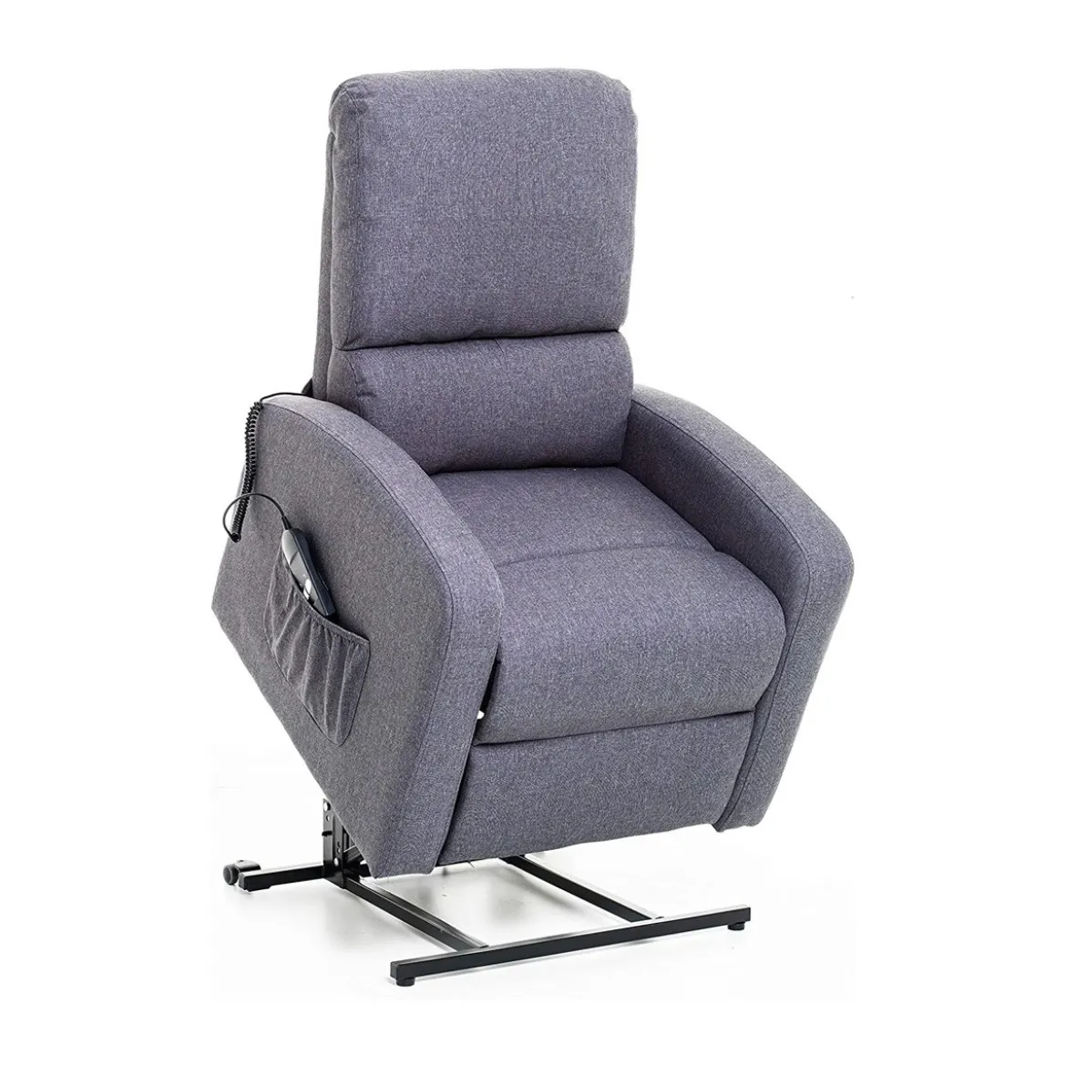 Poltrona per Anziani Elettrica Alzapersona Reclinabile Relax Sofa in Tessuto Blu