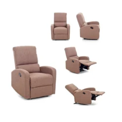 Poltrona Reclinabile Blu in Tessuto Relax Letto Salotto Imbottita Leva Manuale