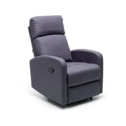 Poltrona Reclinabile Blu in Tessuto Relax Manuale Letto da Salotto Poggiapiedi