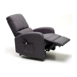 Poltrona Reclinabile Elettrica in Tessuto Blu Jeans Relax Poggiapiedi Salotto