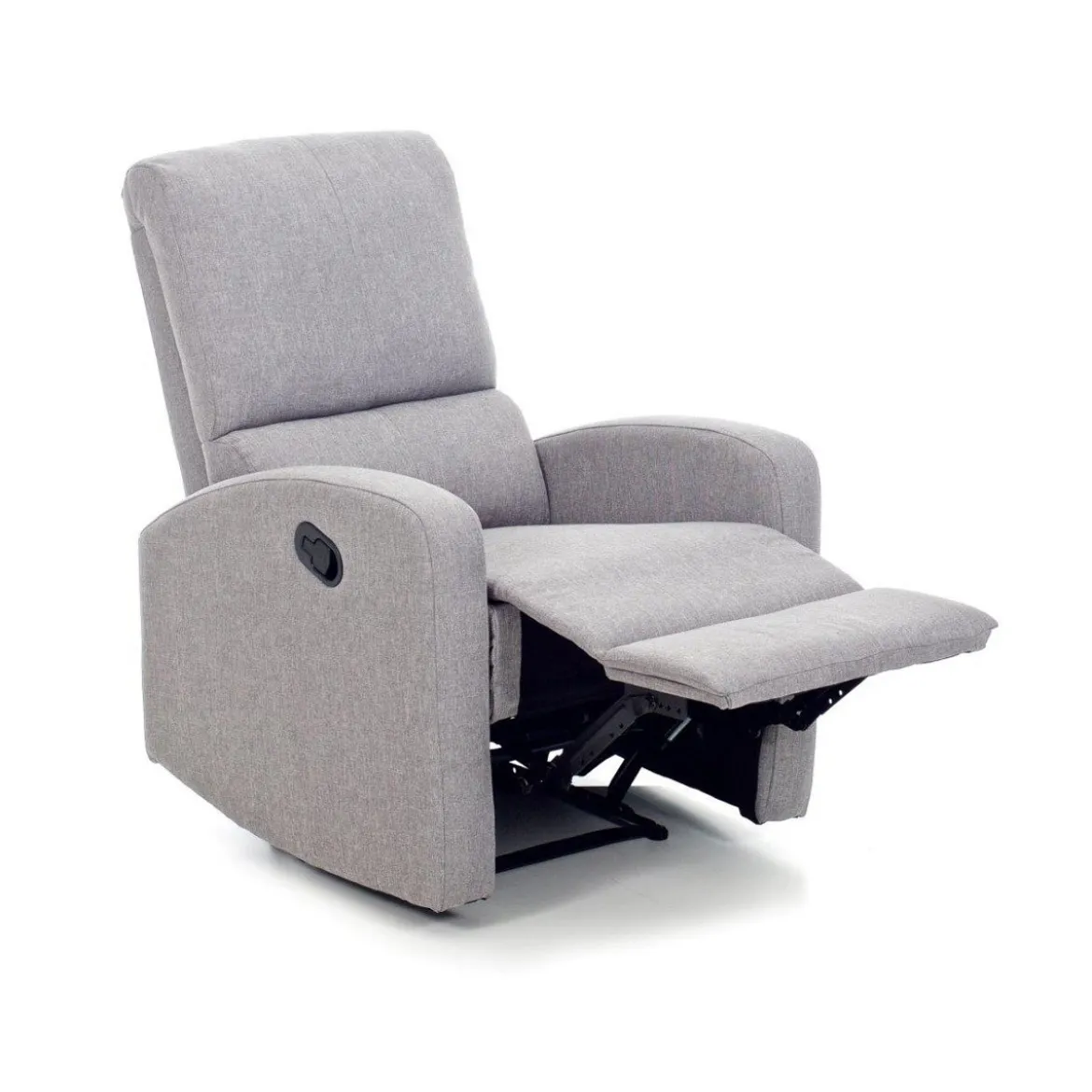 Poltrona Reclinabile Manuale Grigio Relax Letto Tessuto Salotto con Poggiapiedi