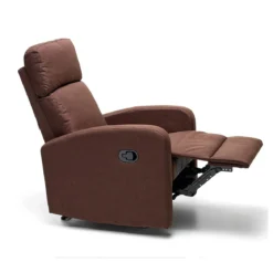 Poltrona Reclinabile Marrone Relax Manuale Letto da Salotto Poggiapiedi