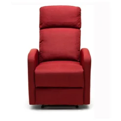 Poltrona Reclinabile Rossa in Tessuto Relax Manuale Letto da Salotto Poggiapiedi