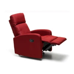 Poltrona Reclinabile Rossa in Tessuto Relax Manuale Letto da Salotto Poggiapiedi