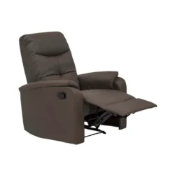Poltrona Relax Manuale Reclinabile in Ecopelle Marrone con Braccioli