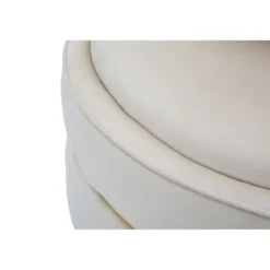 Poltrona Rotonda in Velluto Crema Finiture Oro Salotto Camera da Letto