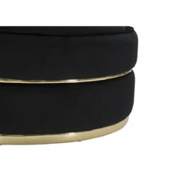 Poltrona Rotonda in Velluto Nero Finiture Oro Salotto Camera da Letto