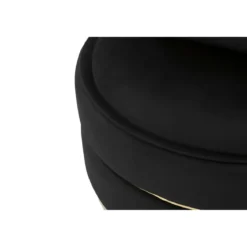 Poltrona Rotonda in Velluto Nero Finiture Oro Salotto Camera da Letto