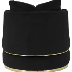 Poltrona Rotonda in Velluto Nero Finiture Oro Salotto Camera da Letto