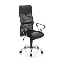 Poltrona Sedia per Ufficio Scrivania Nera con Ruote Presidenziale Ergonomica Pc