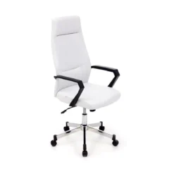 Poltrona Sedia Scrivania Ufficio Bianco Ergonomica Imbottita Ecopelle Braccioli