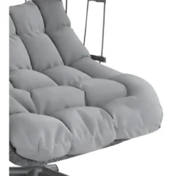 Poltrona Sospesa da Giardino Rattan 74x64x106 cm Struttura Acciaio Grigio