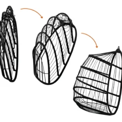 Poltrona Sospesa da Giardino Rattan 74x64x106 cm Struttura Acciaio Nero