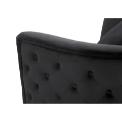 Poltrona Velluto Nero Struttura Metallo Dorato Salotto Camera da Letto