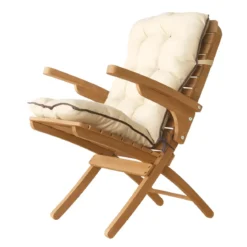 Poltroncina in Legno da Esterno con Cuscino Rimovibile Poltrona Giardino