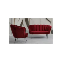 Poltroncina Poltrona a Conchiglia in Velluto Rosso da Ufficio Sala Sedia Moderna