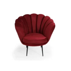Poltroncina Poltrona a Conchiglia in Velluto Rosso da Ufficio Sala Sedia Moderna