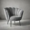 Poltroncina Poltrona a Conchiglia in Velluto Grigio da Ufficio Salotto Camera