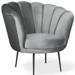 Poltroncina Poltrona a Conchiglia in Velluto Grigio da Ufficio Salotto Camera