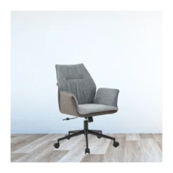 2 Poltrone da Ufficio Girevoli con rotelle Grigio e Marrone