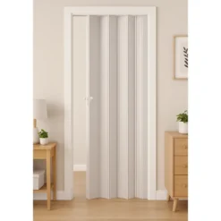 Porta a Soffietto Deluxe Bianca 85x214H cm in PVC Pannello Doppio