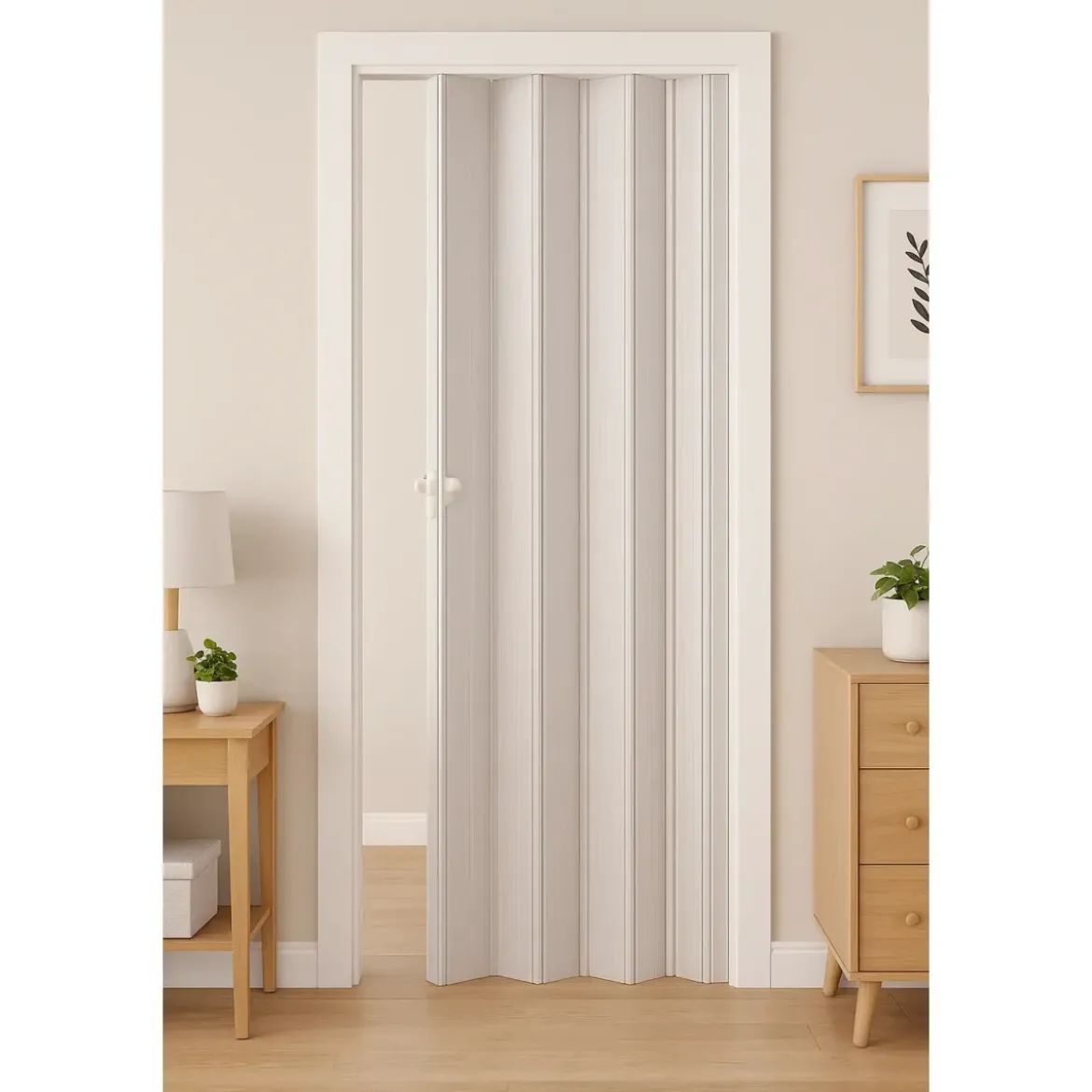 Porta a Soffietto Deluxe Bianca 85x214H cm in PVC Pannello Doppio