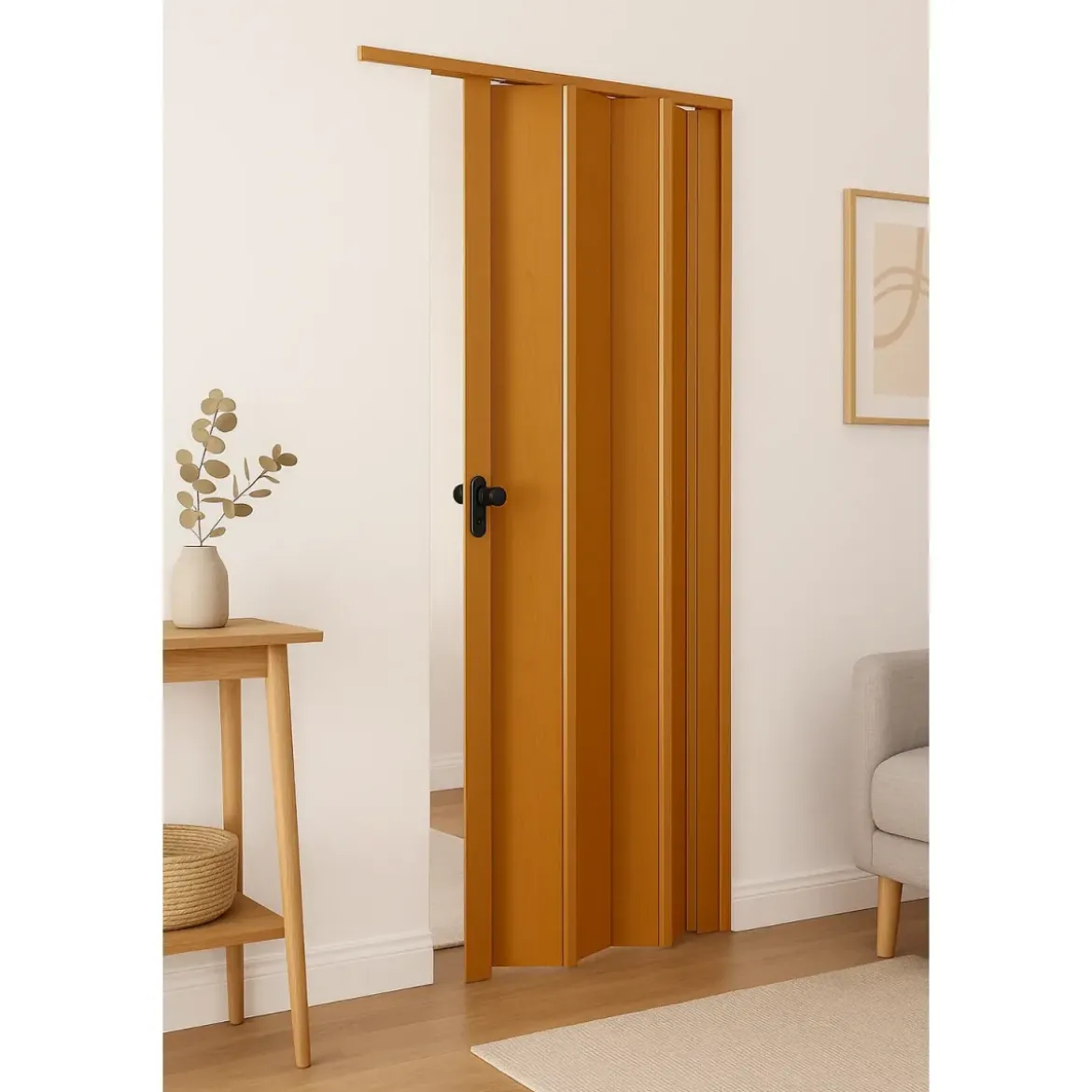 Porta a Soffietto Deluxe Noce 85x214H cm in PVC Pannello Doppio