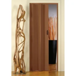 Porta a Soffietto in PVC Noce 83x214 con Maniglia Riducibile