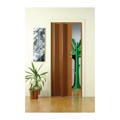 Porta a Soffietto in PVC 83x214 Su Misura Legno Maniglia Serratura Riducibile