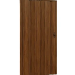 Porta a Soffietto Noce Venato Riducibile con Serratura a Chiave 84x215 cm