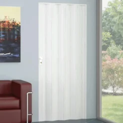 Porta a Soffietto Salvaspazio Bianco Venato con Serratura a Chiave
