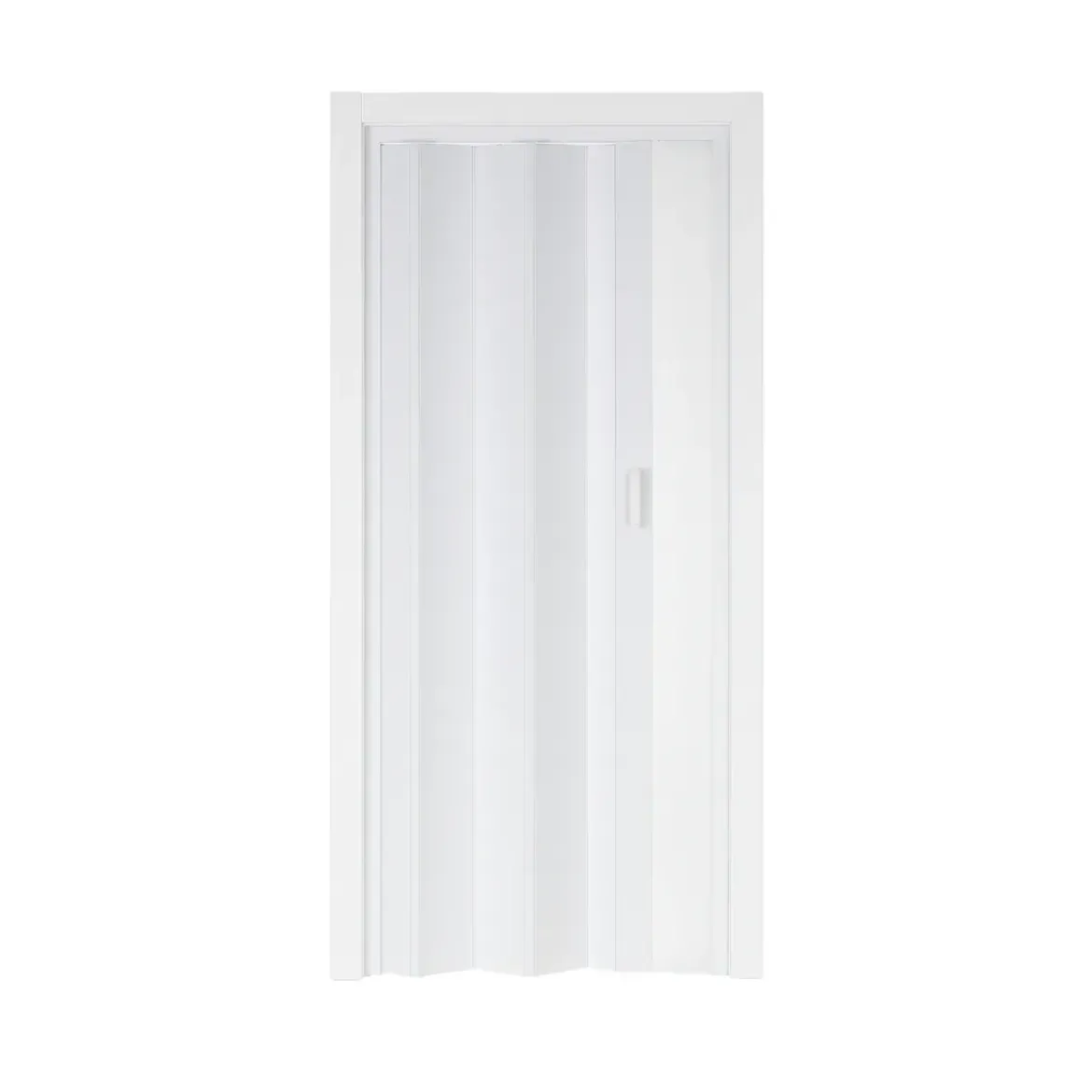 Porta a Soffietto 83x214 cm PVC Bianco Maniglia ABS Riducibile