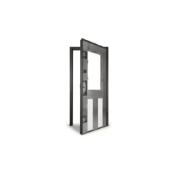 Porta Blindata bianca con Vetro Pannello per Esterno e Grata Portone da Ingresso
