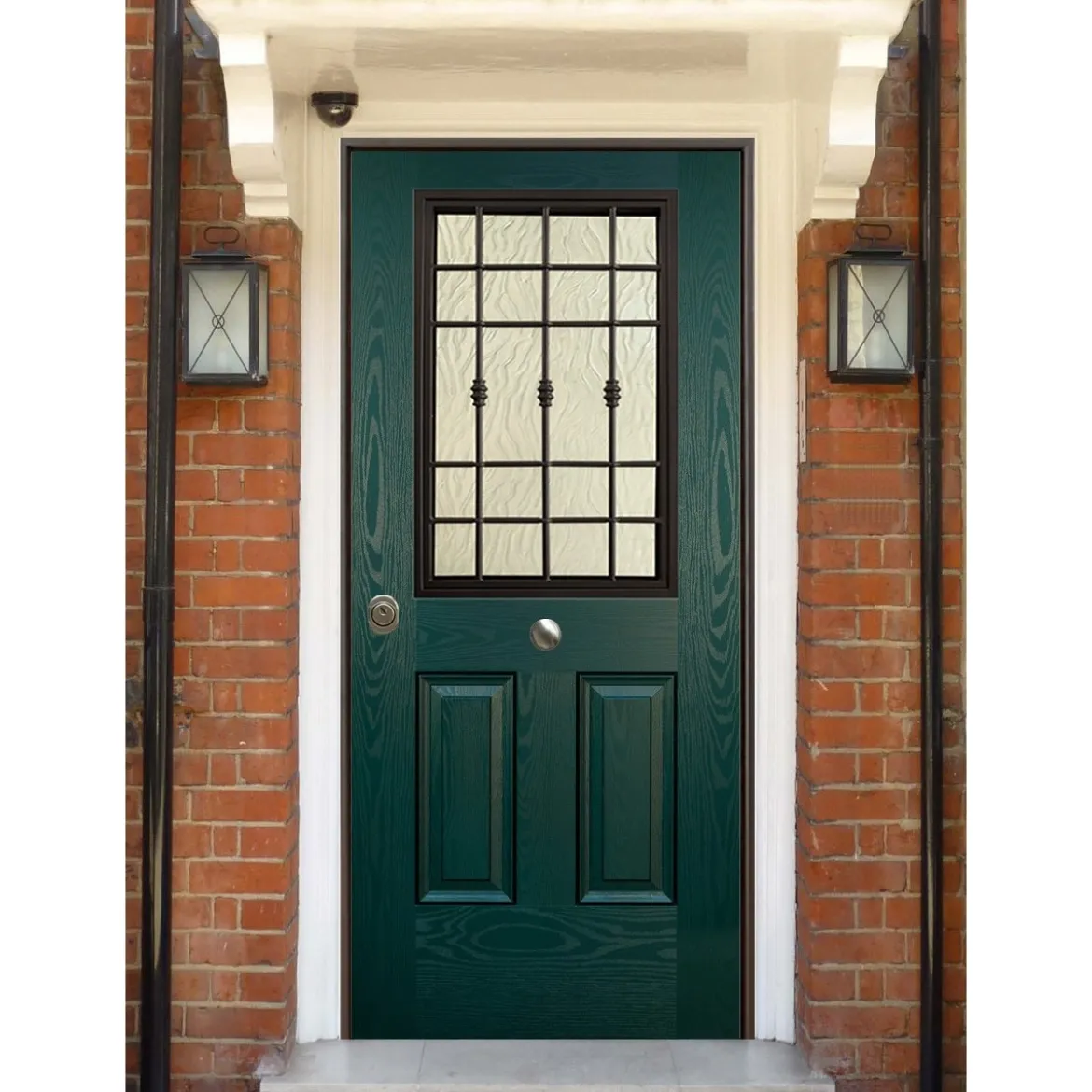 Porta Blindata Classica con Vetro per Esterno Portoncino Blindato Vetrato Verde