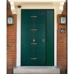 Porta Blindata con Pannello Moderno Verde da Esterno Portone Blindato 2 Ante