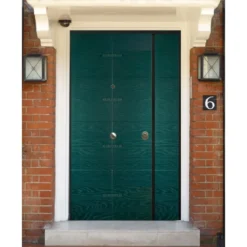 Porta Blindata con Pannello Moderno Verde da Esterno Portone Blindato 2 Ante