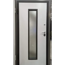 Porta Blindata con Vetro Antisfondamento pannello esterno Vetroresina Bianco