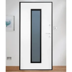 Porta Blindata con Vetro Antisfondamento pannello esterno Vetroresina Bianco