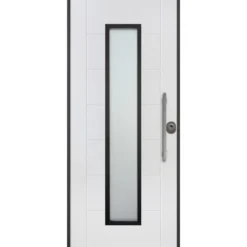 Porta Blindata con Vetro Antisfondamento pannello esterno Vetroresina Bianco